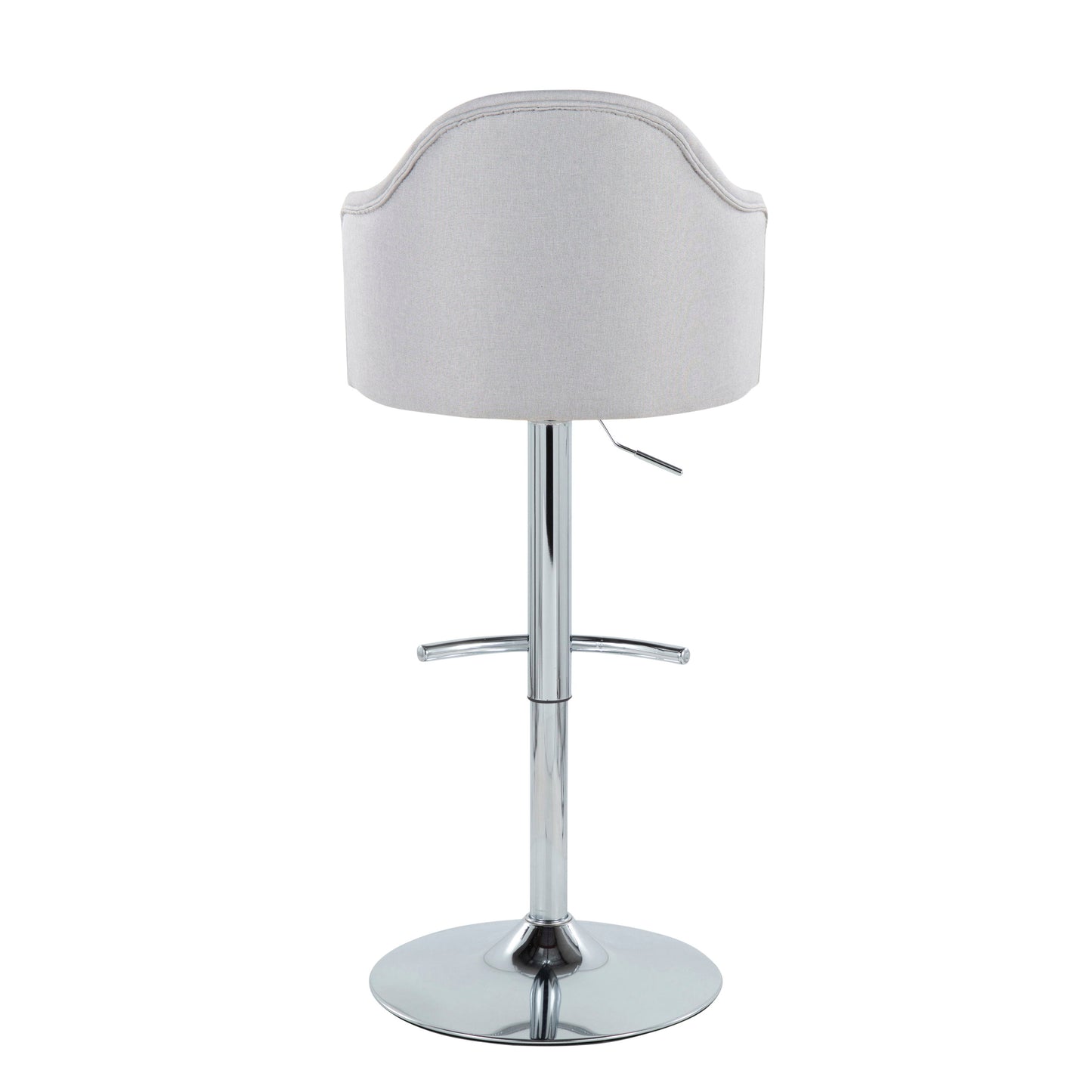 Ahoy - Contemporary Adjustable Barstool With Swivel With Rounded T Footrest (Set of 2) - Chrome / Light Gray