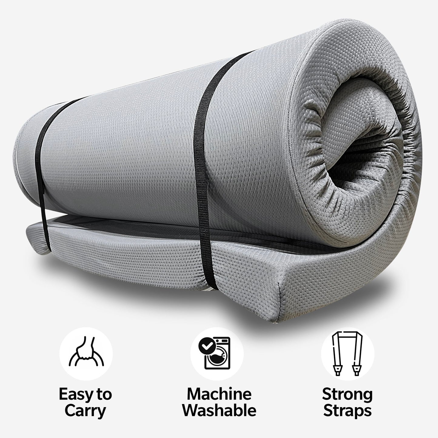 Memory Foam Camping Mattress Foldable, Portable Comfort With Water Resistant Cover - Gray