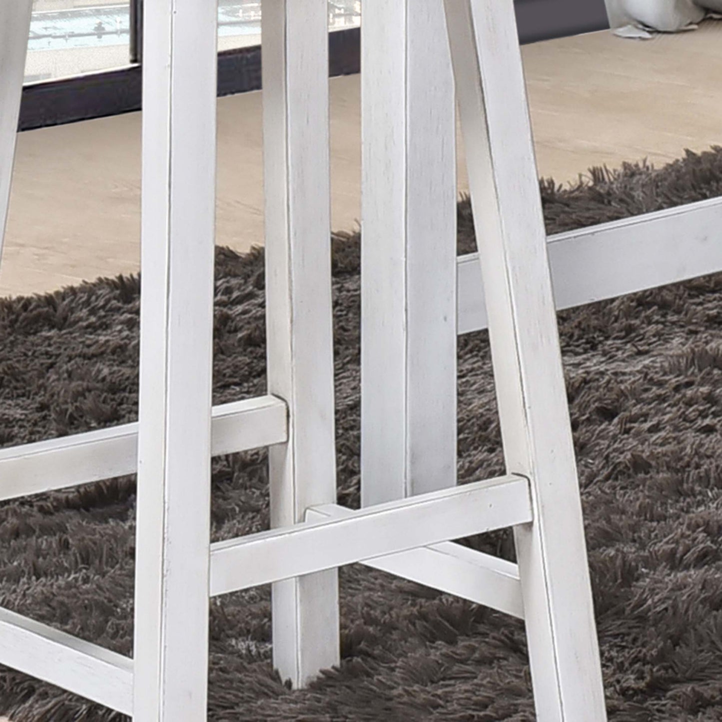 3 Pieces Counter Set Hanging Stool Easy To Clean For Small Space - Antique Dark Oak / Antique White