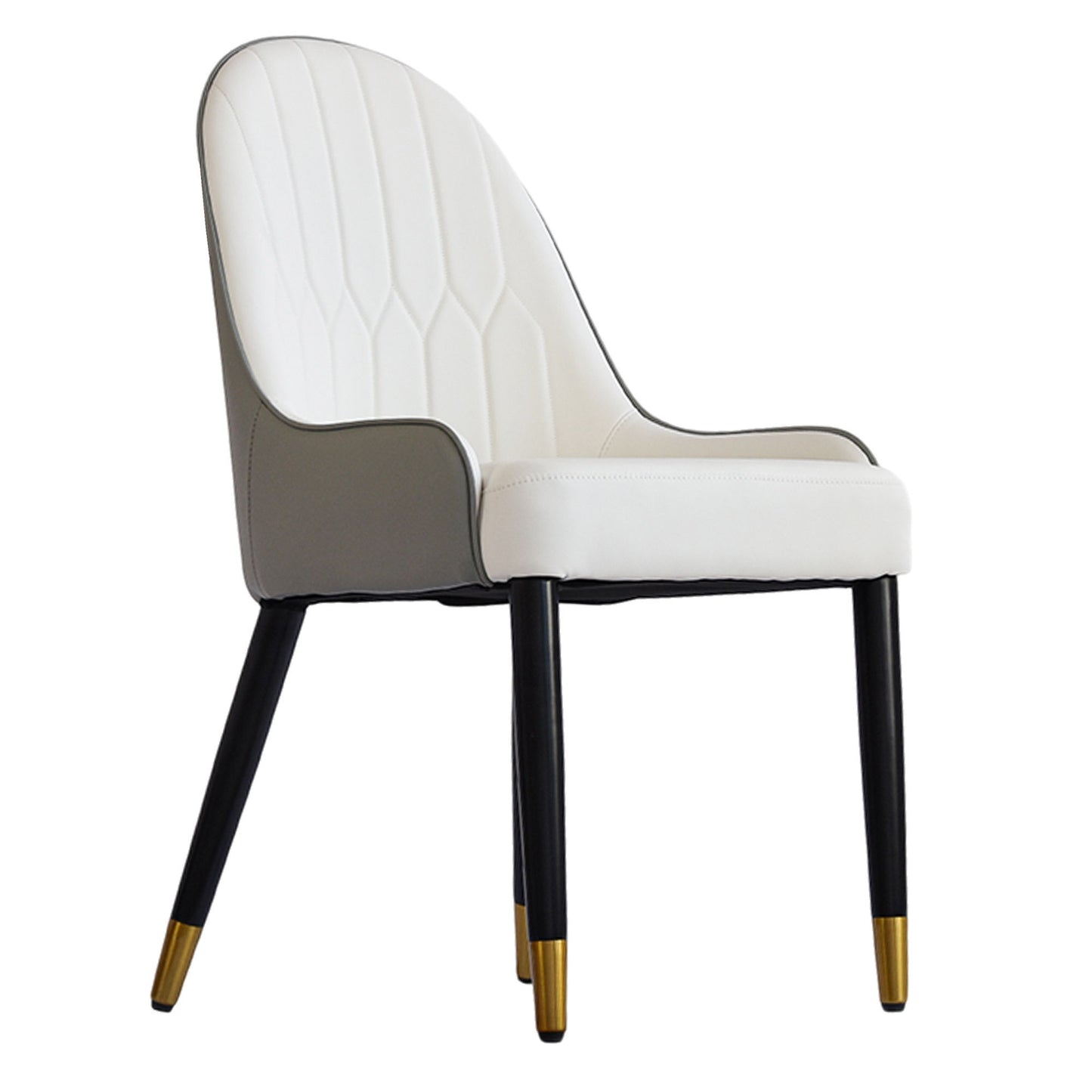 Modern Sponge-Filled Dining Chair, Solid Wood Metal Legs, Suitable For Restaurants, Living Rooms And Rooms (Set of 2) - White / Gray