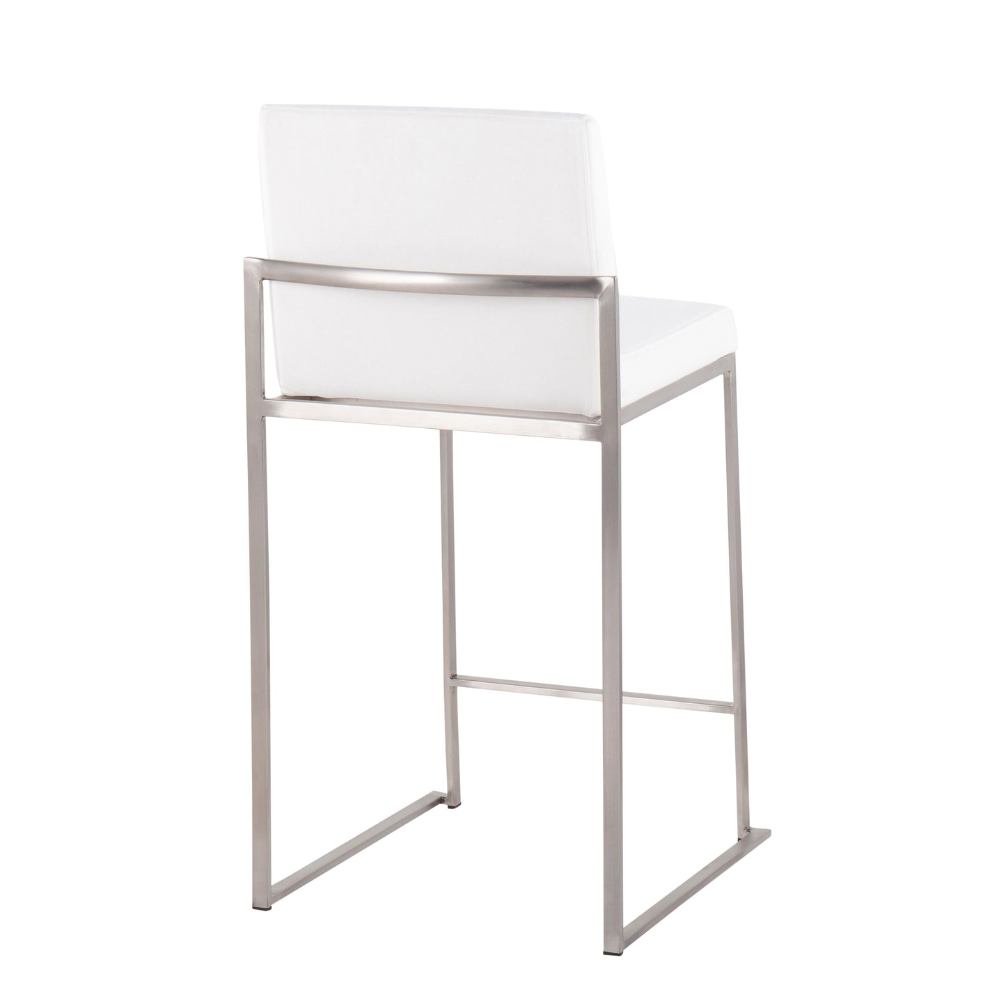 Fuji - Contemporary High Back Counter Stool (Set of 2) - White - Velvet