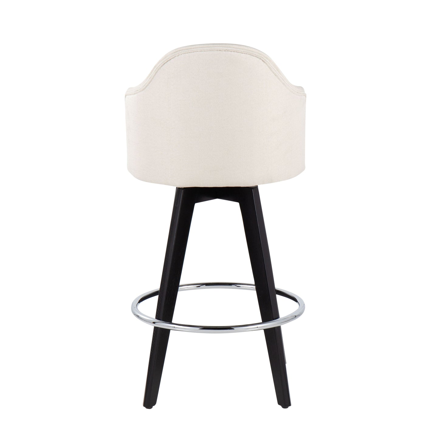 Ahoy - Contemporary Fixed Height Counter Stool Round Chrome Footrest (Set of 2) - Cream / Black
