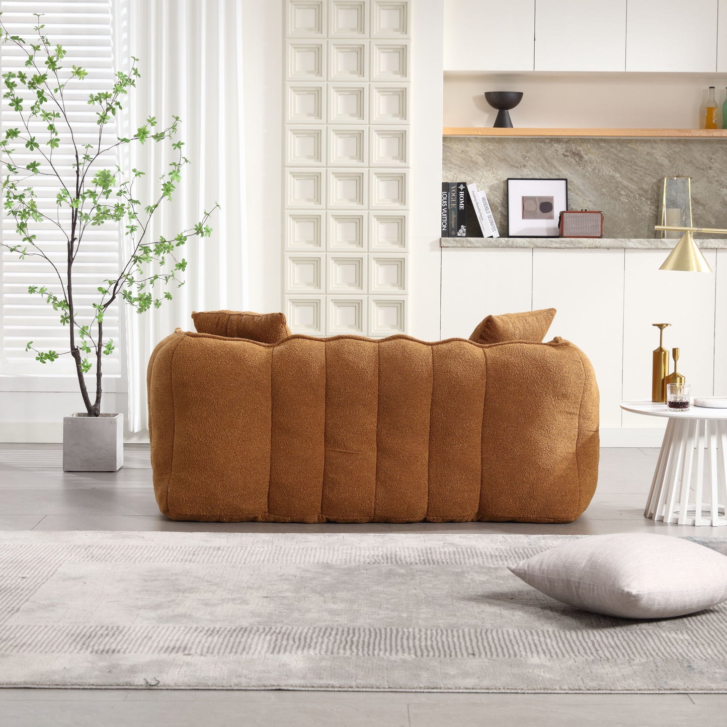 Soft Beanbag Chair With High Resilience Foam Core For Two People - Yellow