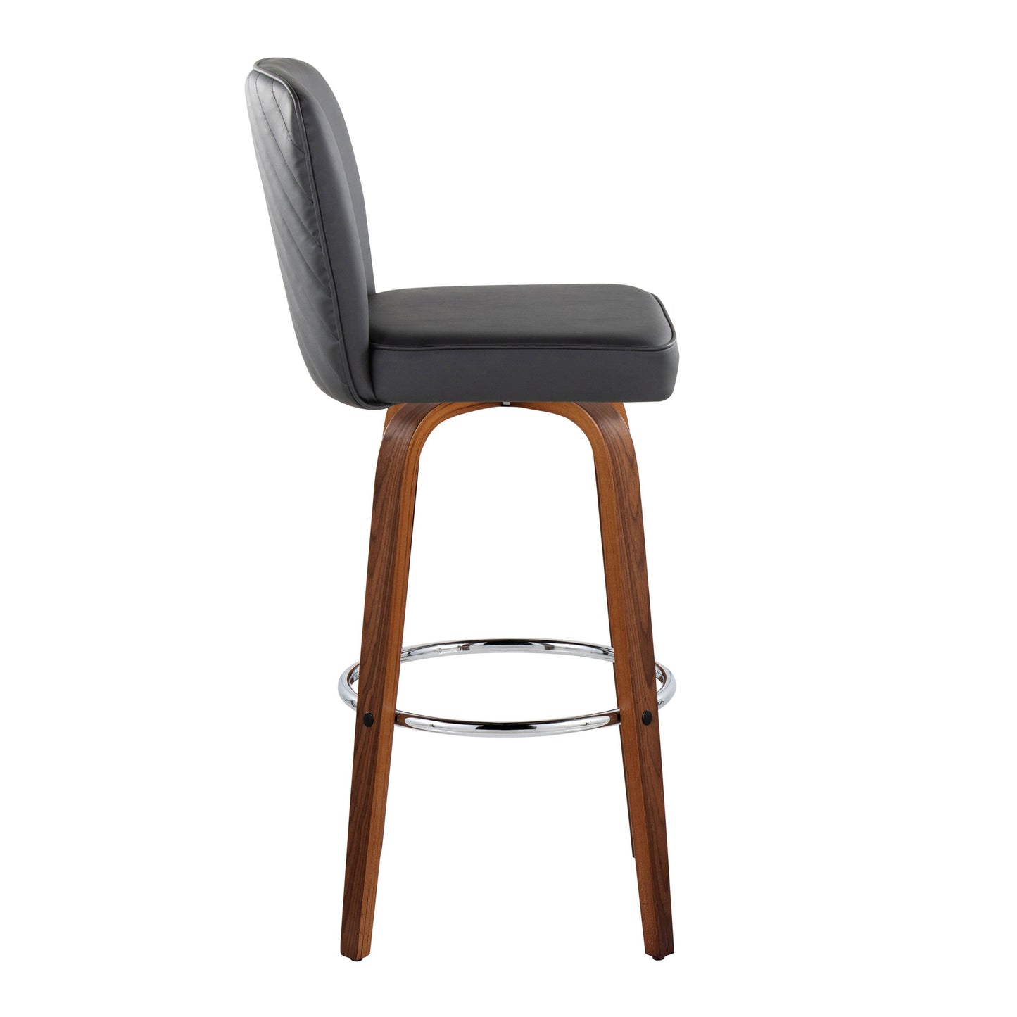 Henry - Contemporary Fixed Height Barstool With Swivel With Round Footrest (Set of 2) - Walnut / Black