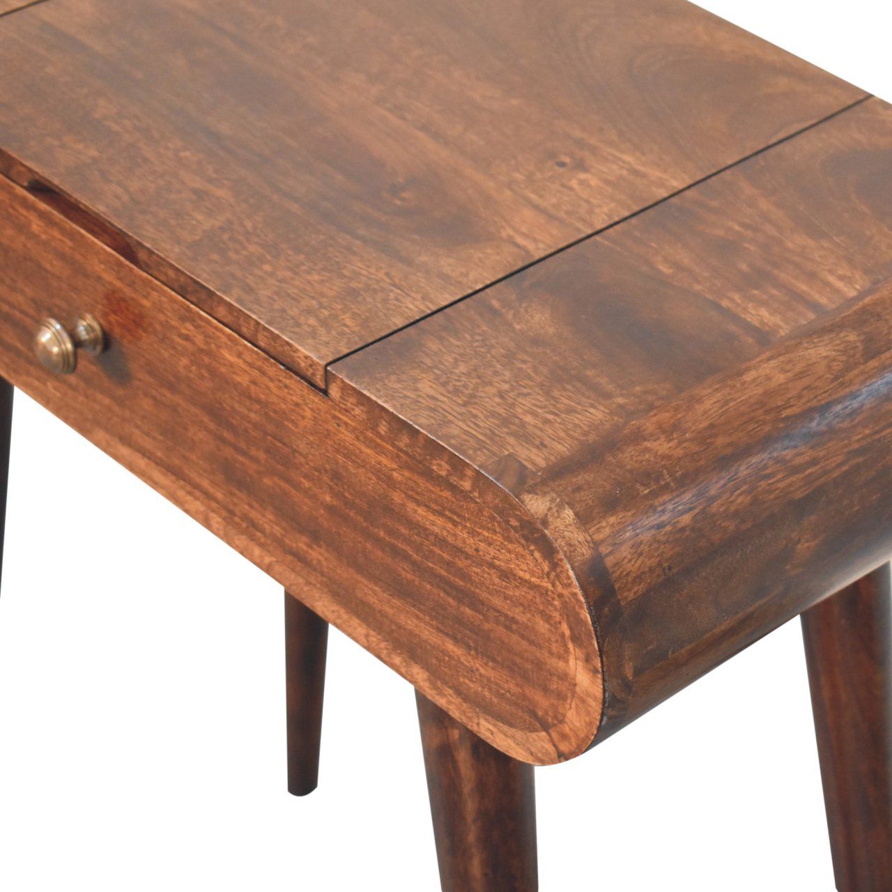 Mini Dressing Table With Foldable Mirror - Walnut