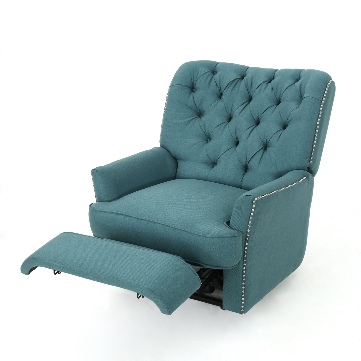 Electric Recliner Chair With Elegant Copper Accents And Soft Upholstery - Teal