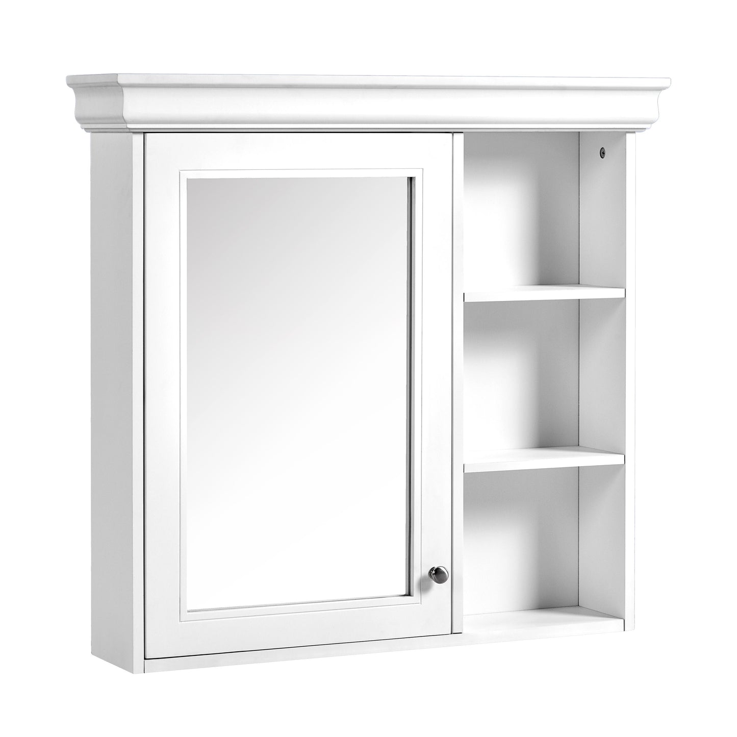 Bathroom Medicine Cabinet With Mirror, Wall Mounted Mirror Cabinet & Storage Organizer, Over The Toilet Storage White Storage Cabinet For Bathroom - White