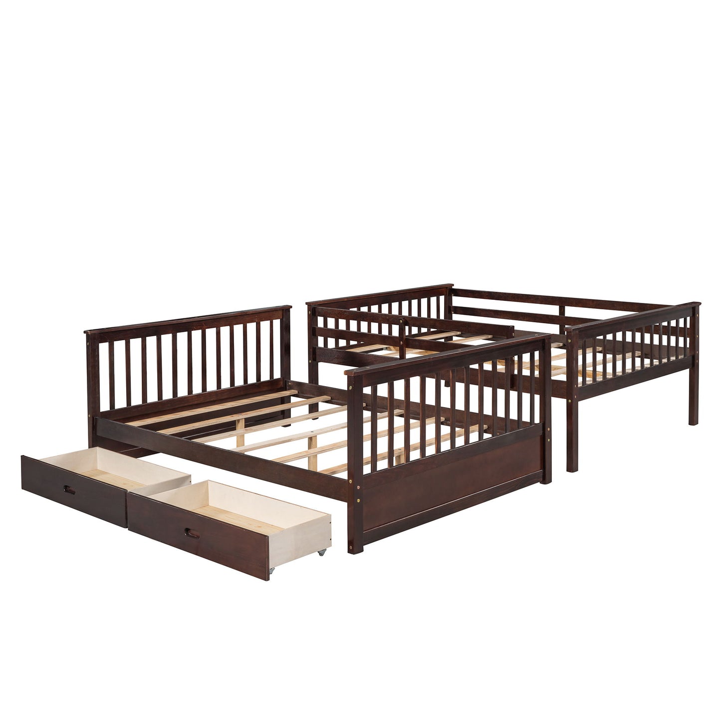 Full Over Full Bunk Bed With Ladders And 2 Storage Drawers - Espresso
