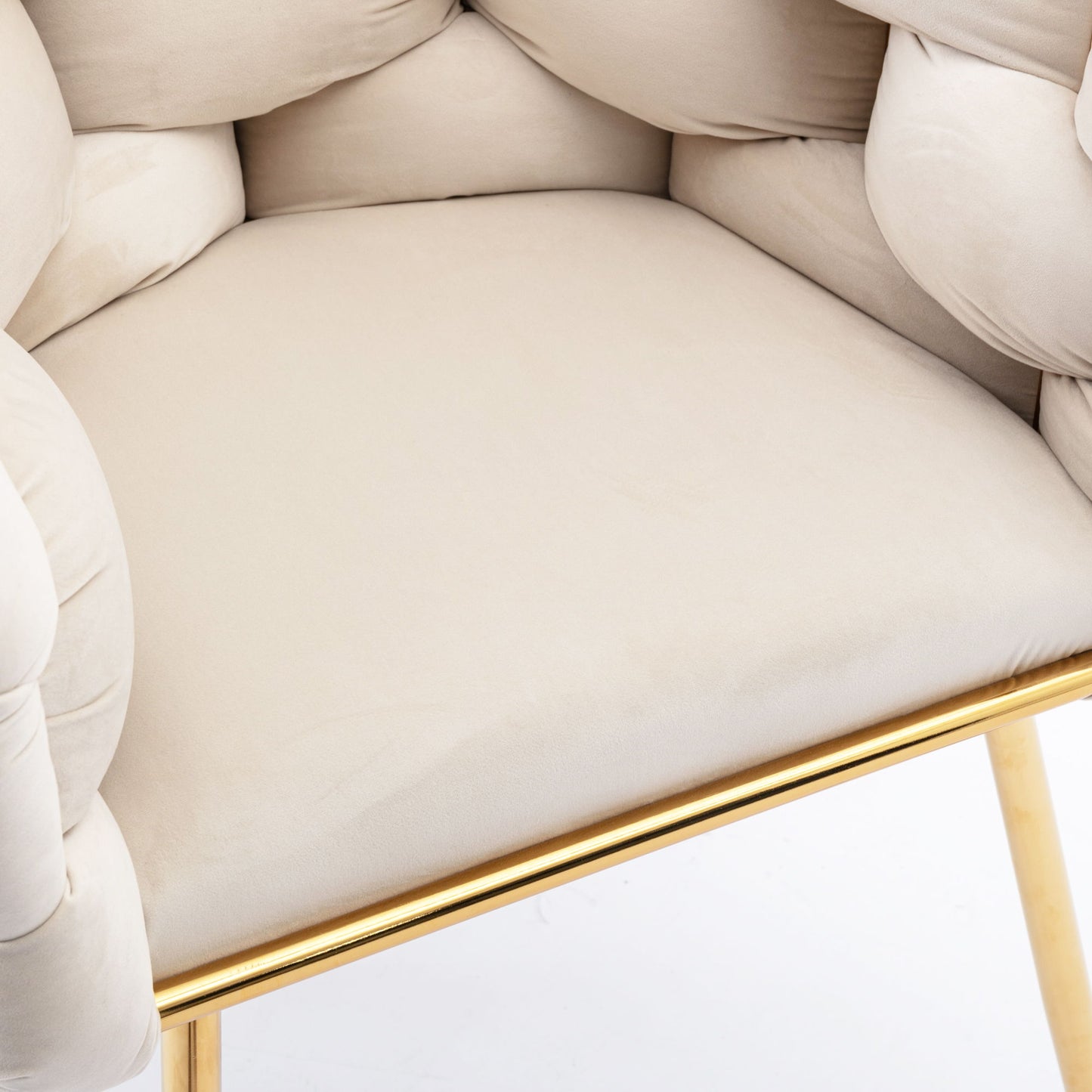 Luxury Modern Simple Leisure Velvet Single Sofa Chair Bedroom Lazy Person Household Dresser Stool Manicure Table Back Chair - Beige