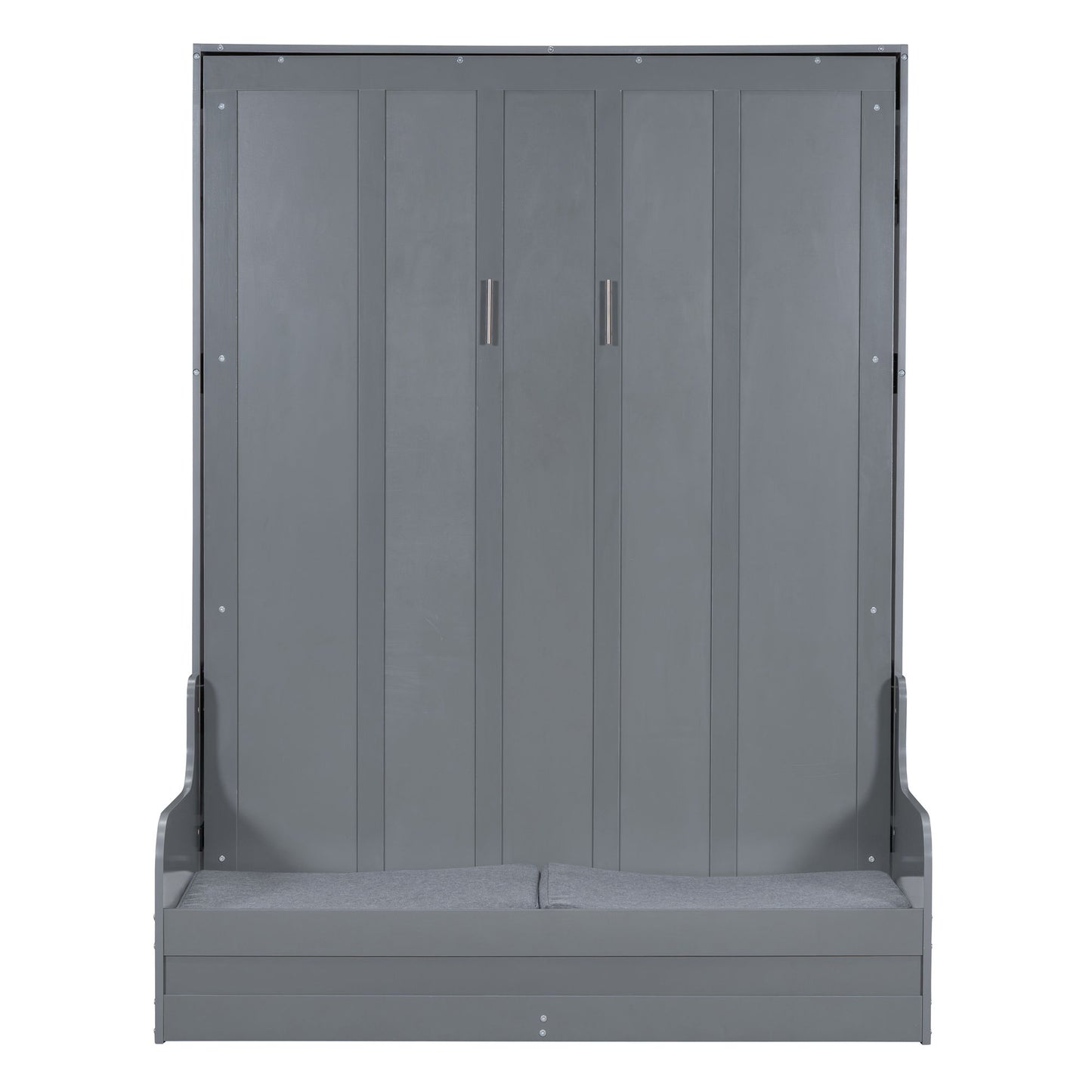 Queen Size Murphy Wall Bed With Cushion, Space Saving - Gray