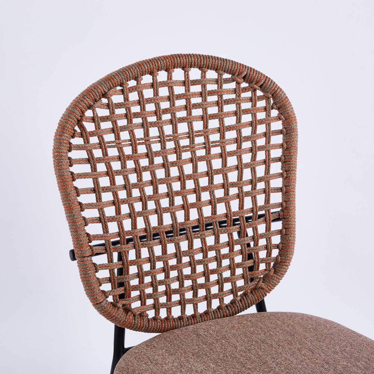Sennit Chair, Dining Chair, Coffee Chair (Set of 4) - Black / Orange