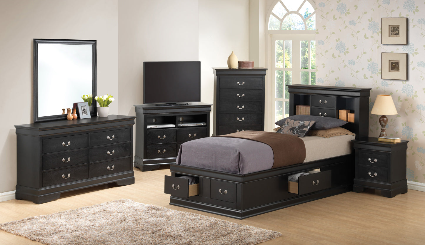 Louis Phillipe - Twin Storage Bed - Black