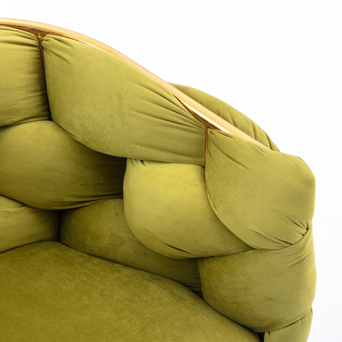 Luxury Modern Simple Leisure Velvet Single Sofa Chair Bedroom Lazy Person Household Dresser Stool Manicure Table Back Chair - Olive Green