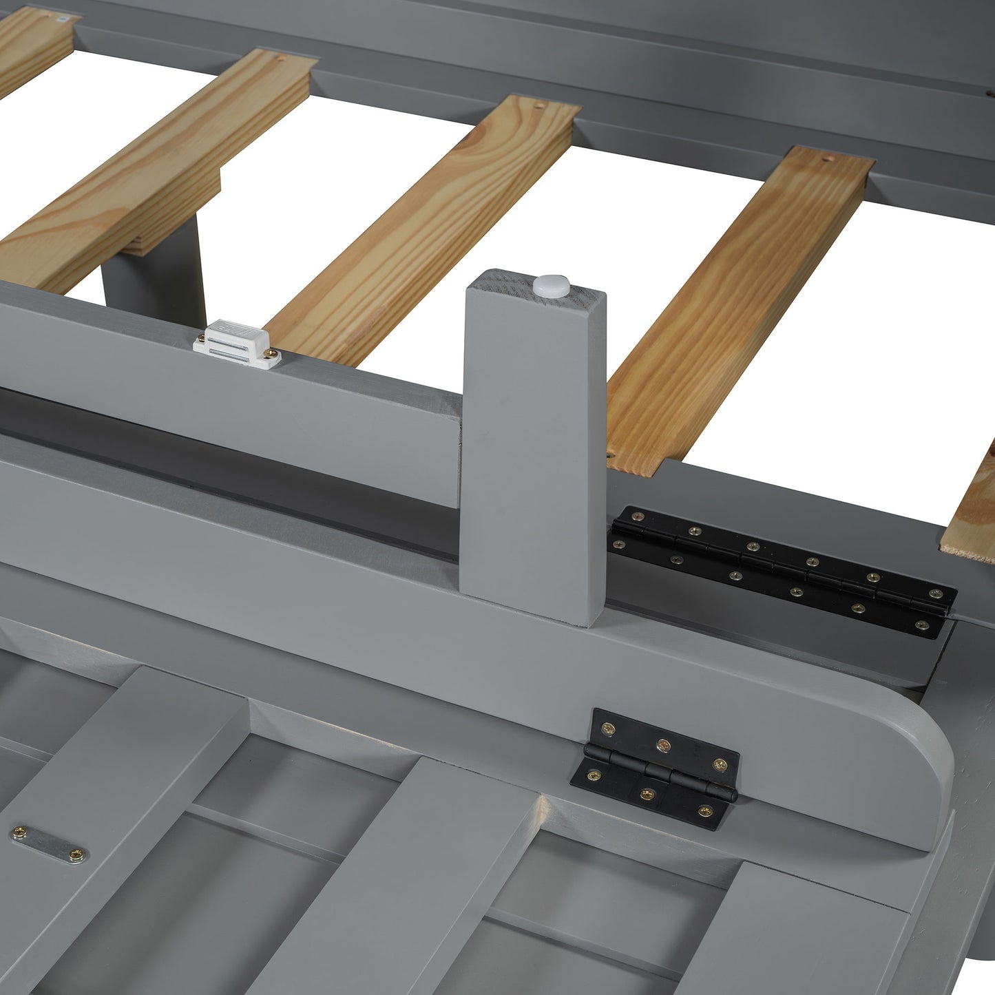 Queen Murphy Bed With Hidden Storage & Modern Woven Design - Gray
