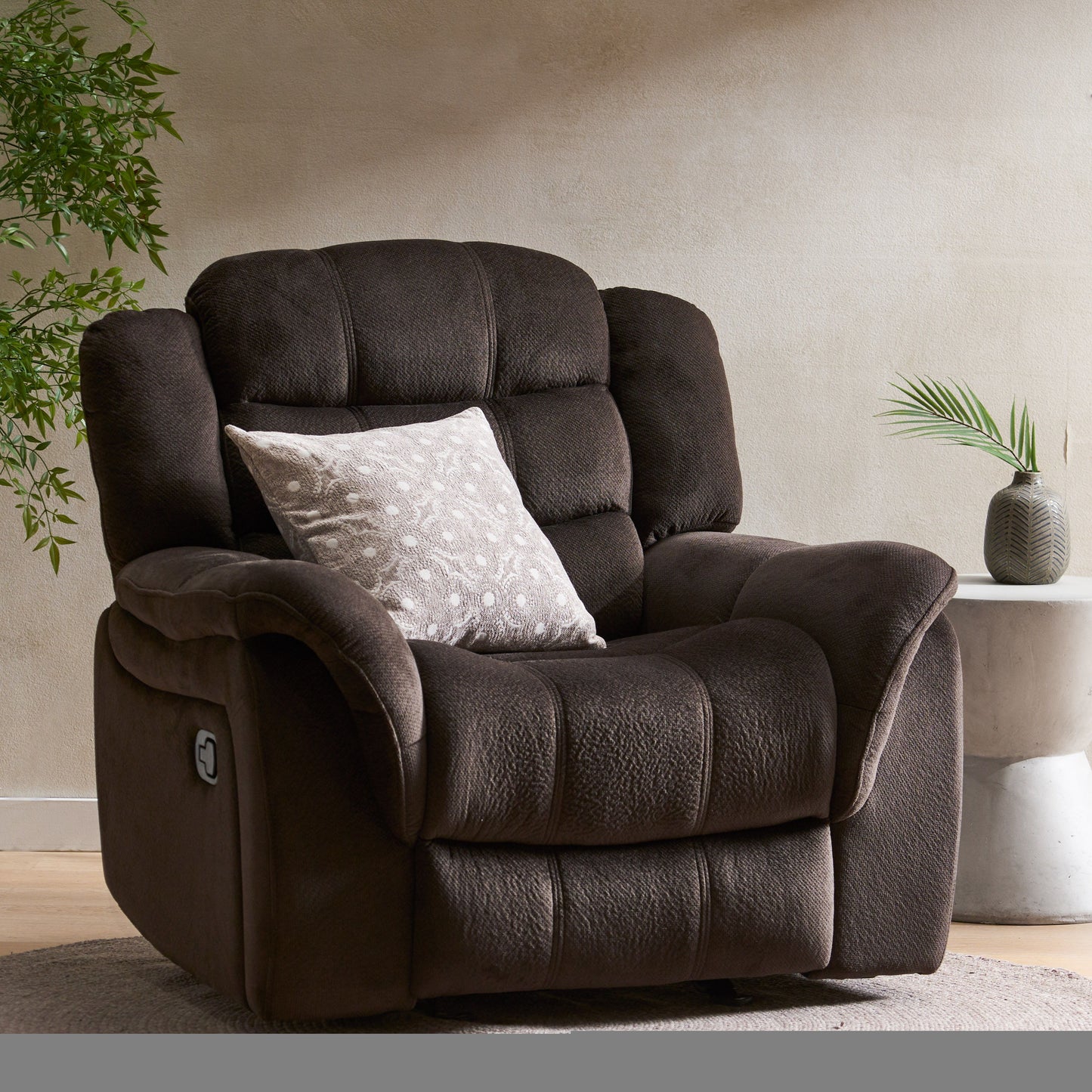 Classic Design, Plush, Glider Recliner - Brown
