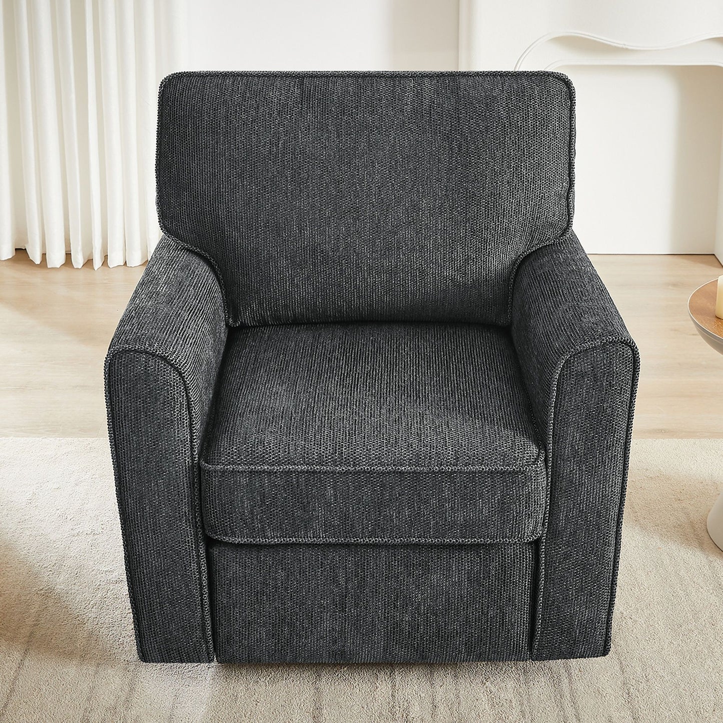 360 Degree Swivel Chair Accent Barrel Armchair With Side Pockets, Compact Design For Living Room, Bedroom, Office - Gray
