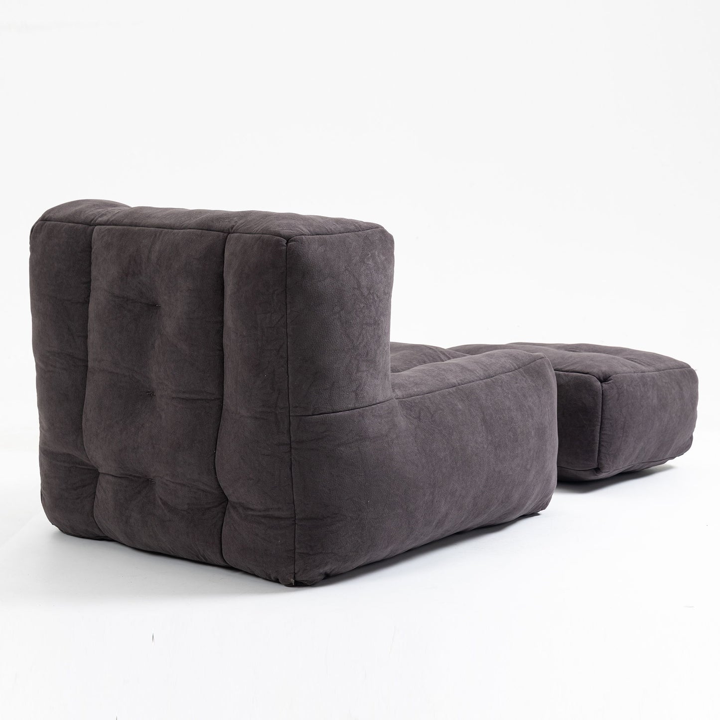 Fluffy Bean Bag Chair, Comfortable Bean Bag For Adults And Children, Super Soft Lazy Sofa Chair With Memory Foam And Ottoman, Indoor Modern Focus Bean Bag Chair For Living Room, Bedroom, Apartment - Black