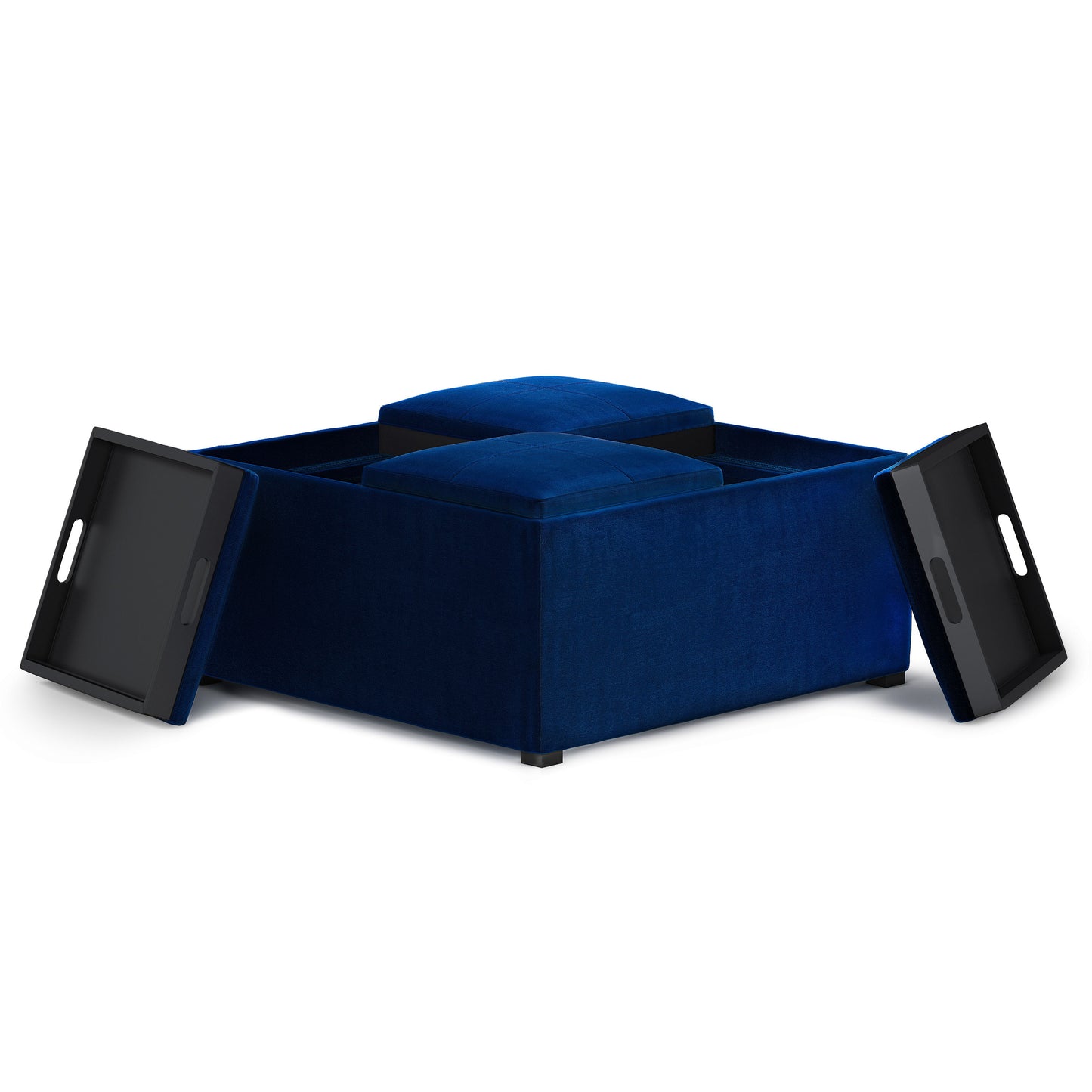 Avalon - Square Coffee Table Storage Ottoman - Blue