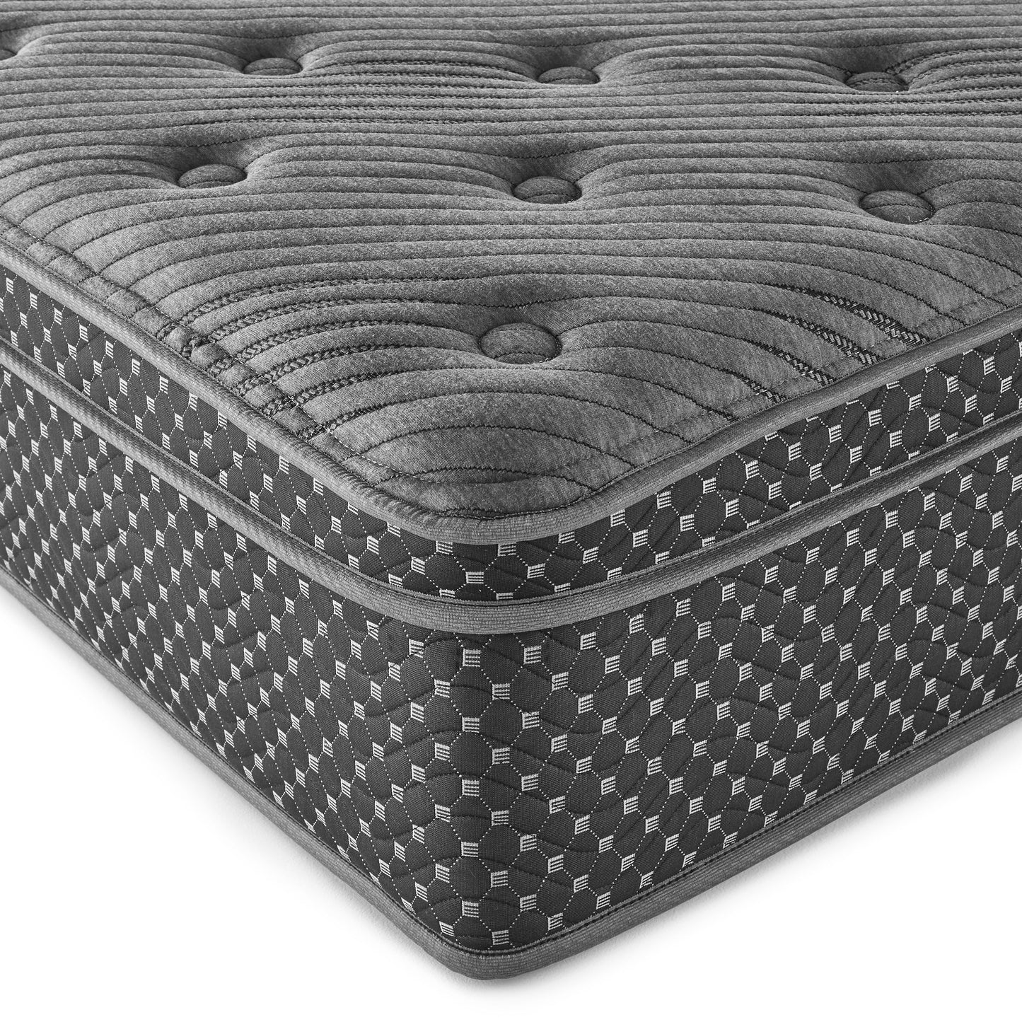 13" Queen Quilted Eurotop Hybrid Mattress, Plush - Gray