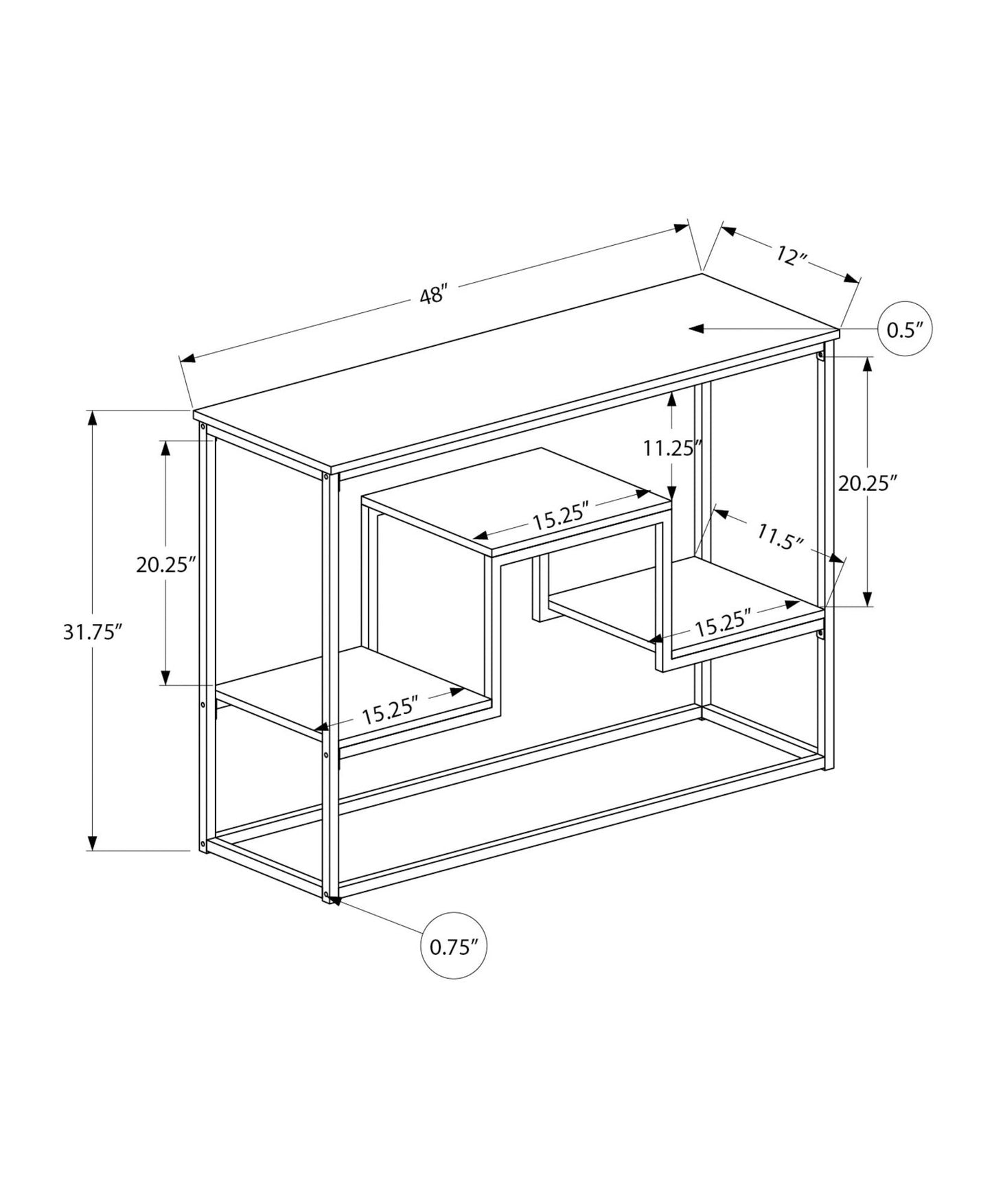 Accent Console Table For Entryway, Contemporary And Modern - Espresso
