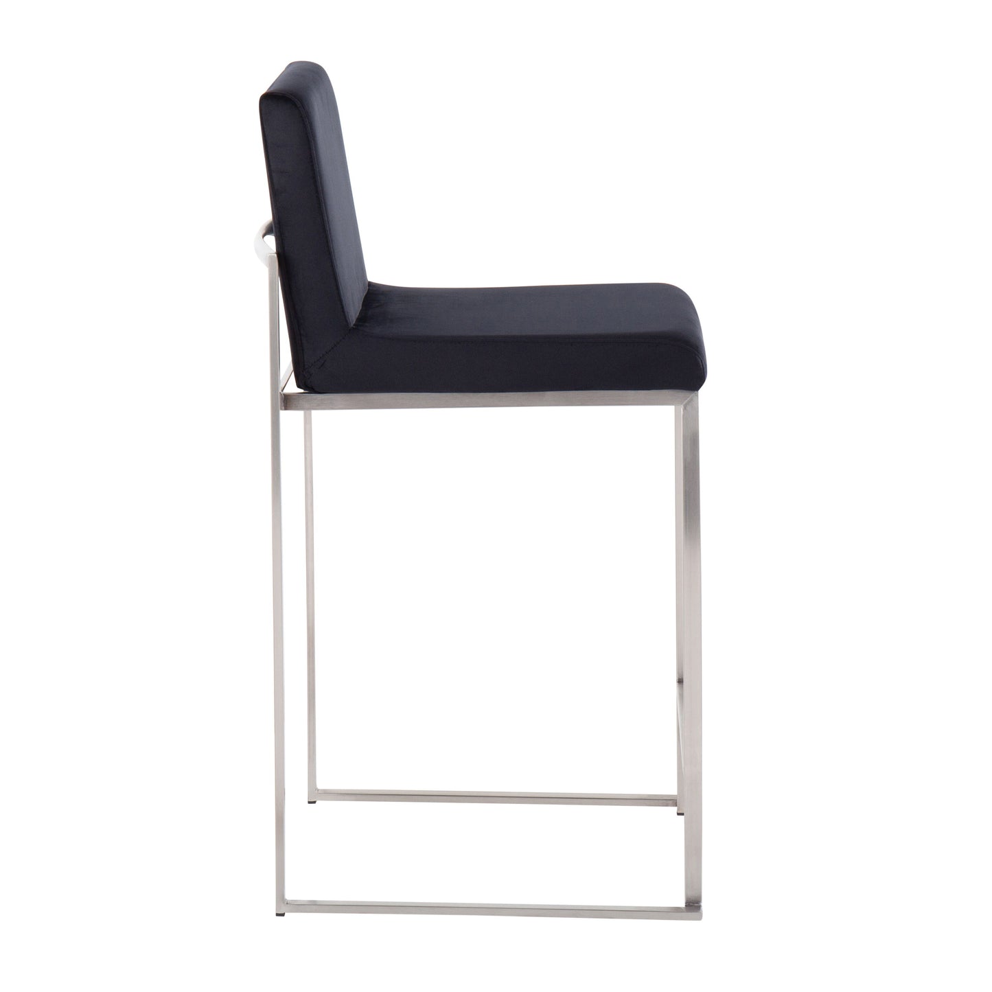 Fuji - Contemporary High Back Counter Stool (Set of 3) - Black - Velvet