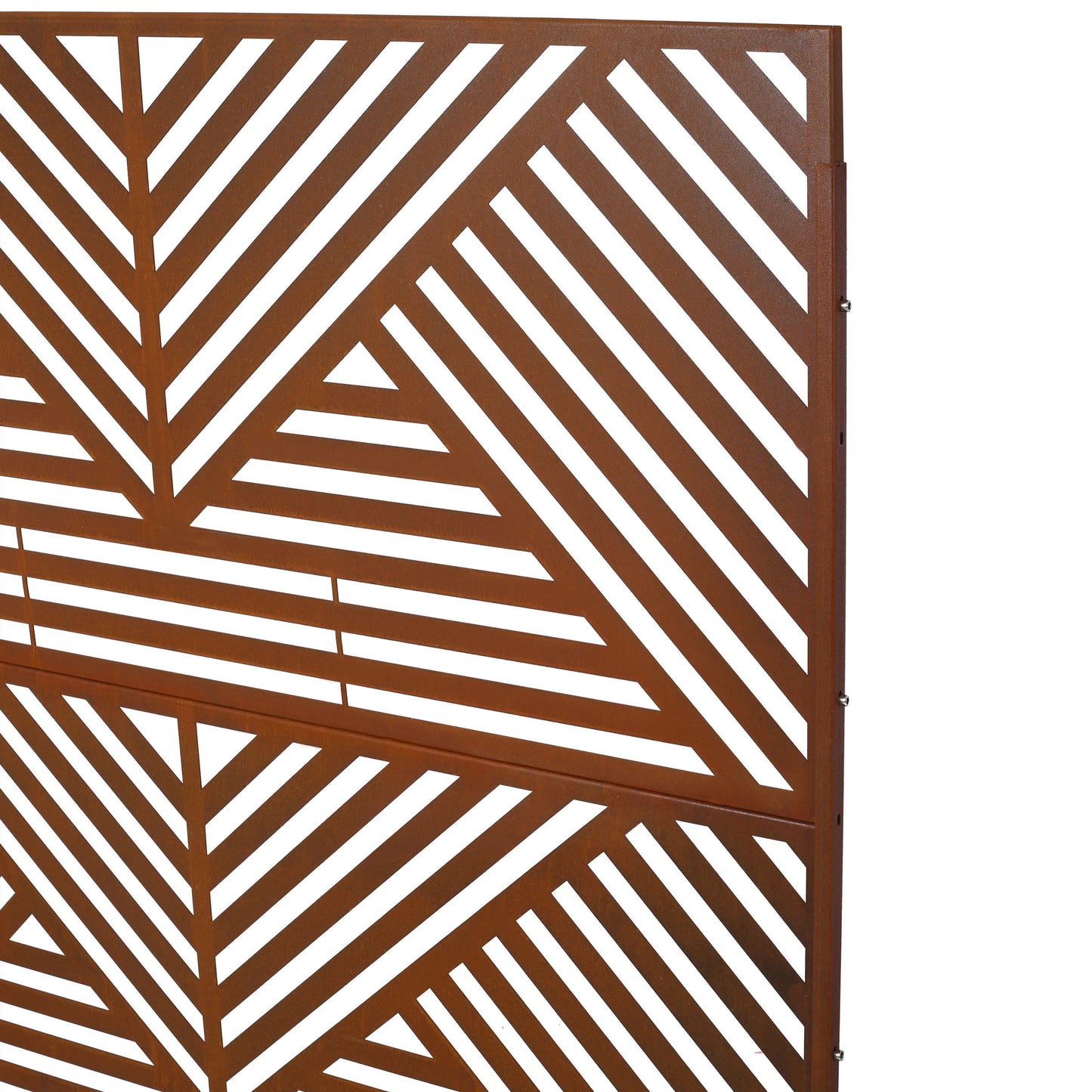 Rusty Outdoor & Indoor Freestanding Metal Privacy Screen, Decorative Privacy Fence Panels For Deck, Balcony, Patio - Rust Red