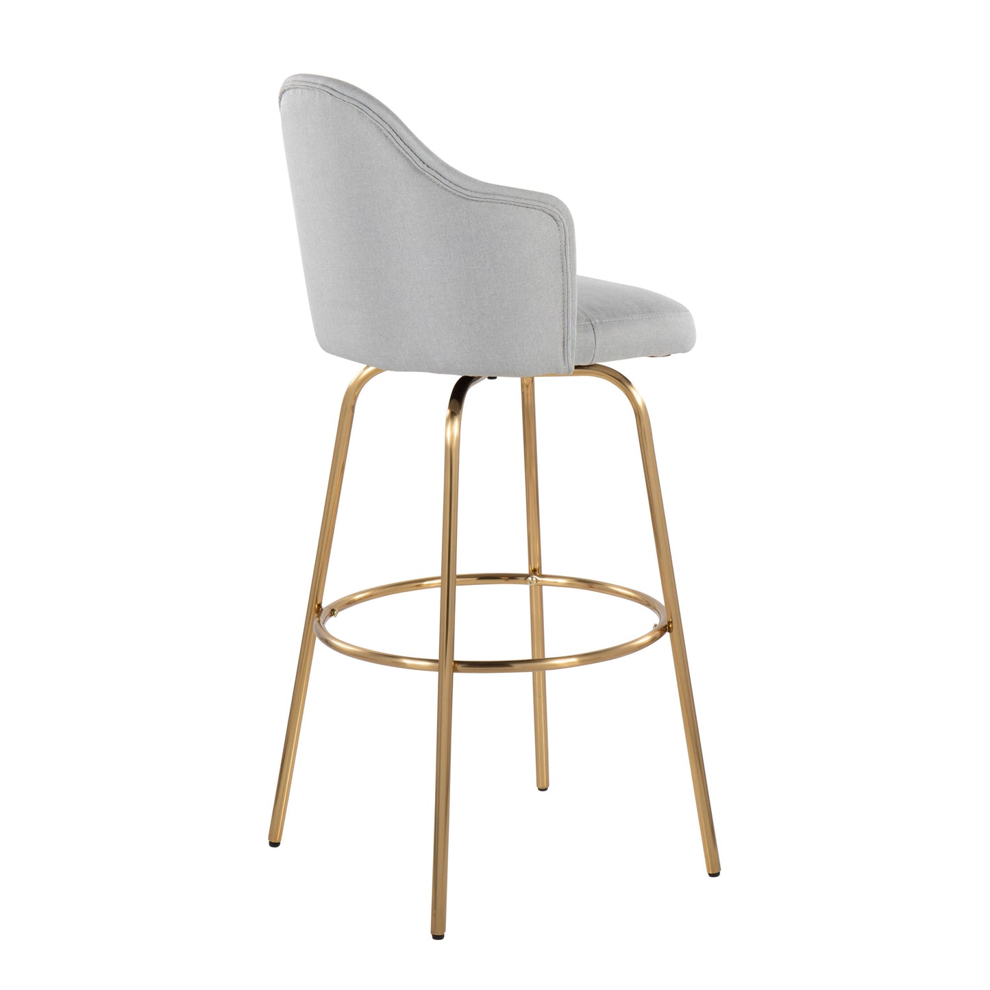 Ahoy - Contemporary Fixed Height Bar Stool Round Gold Footrest (Set of 2) - Light Gray / Gold