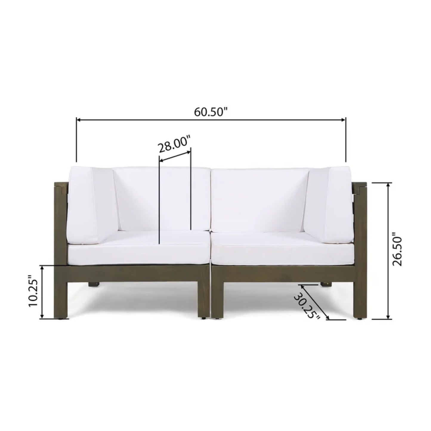 Oana - 2 Piece Loveseat Set With Cushions - White
