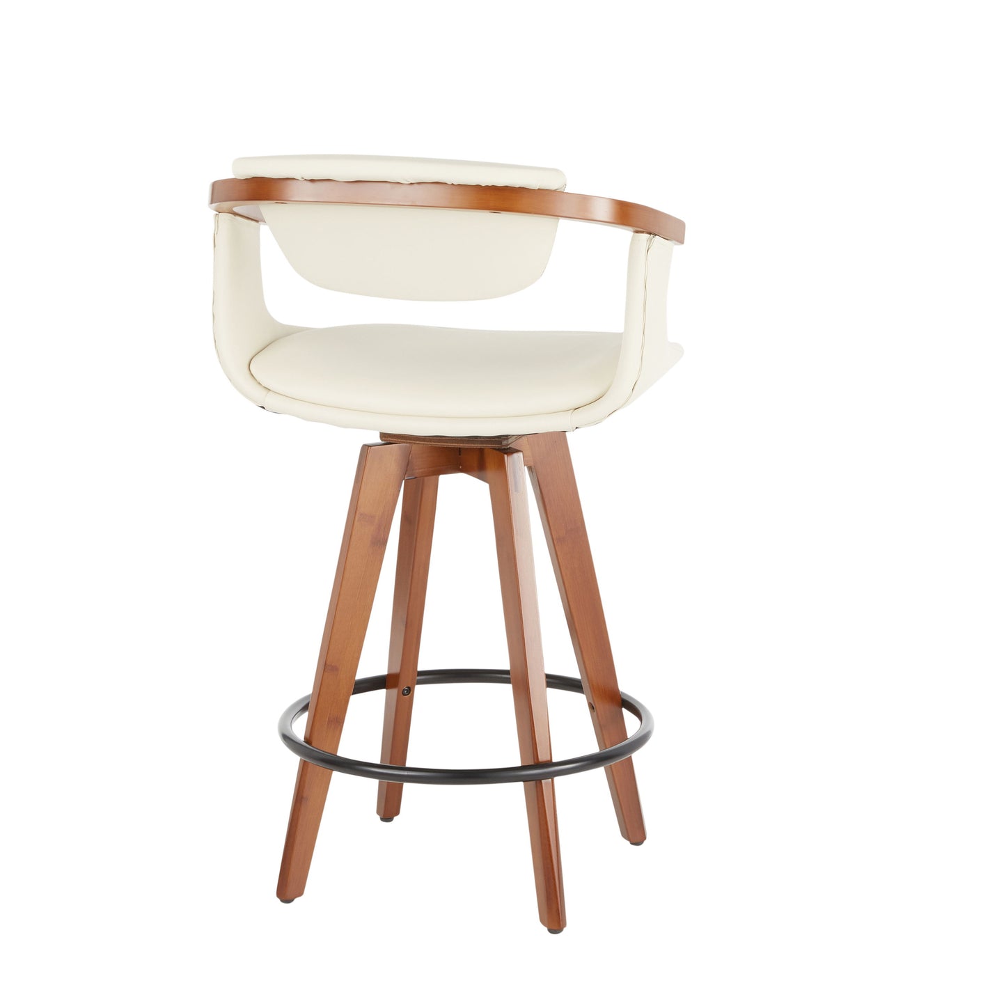 Oracle - Mid-Century Modern Counter Stool - Walnut / Cream