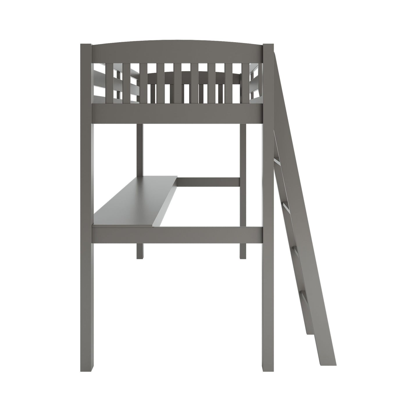 Everest - Full Size For Kids And Toddlers High Loft Bed With Desk And Storage - Gray