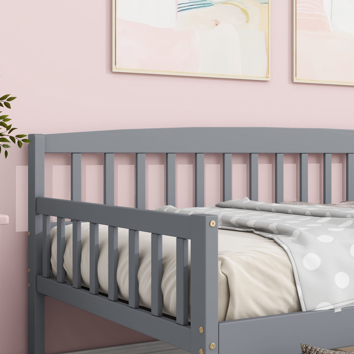 Twin Size Pine Wood Daybed With Two Storage Drawers, Sofa Bed With Bed Platform Of 10 Support Slats - Gray