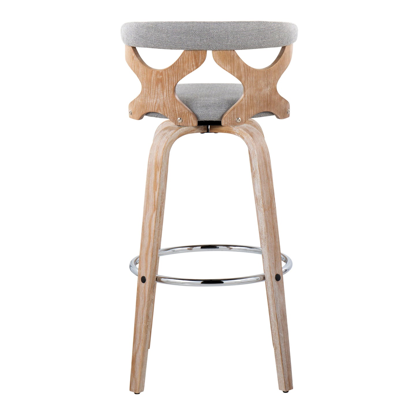 Gardenia - Contemporary Fixed Height Barstool With Swivel With Round Footrest (Set of 2) - White Washed / Gray