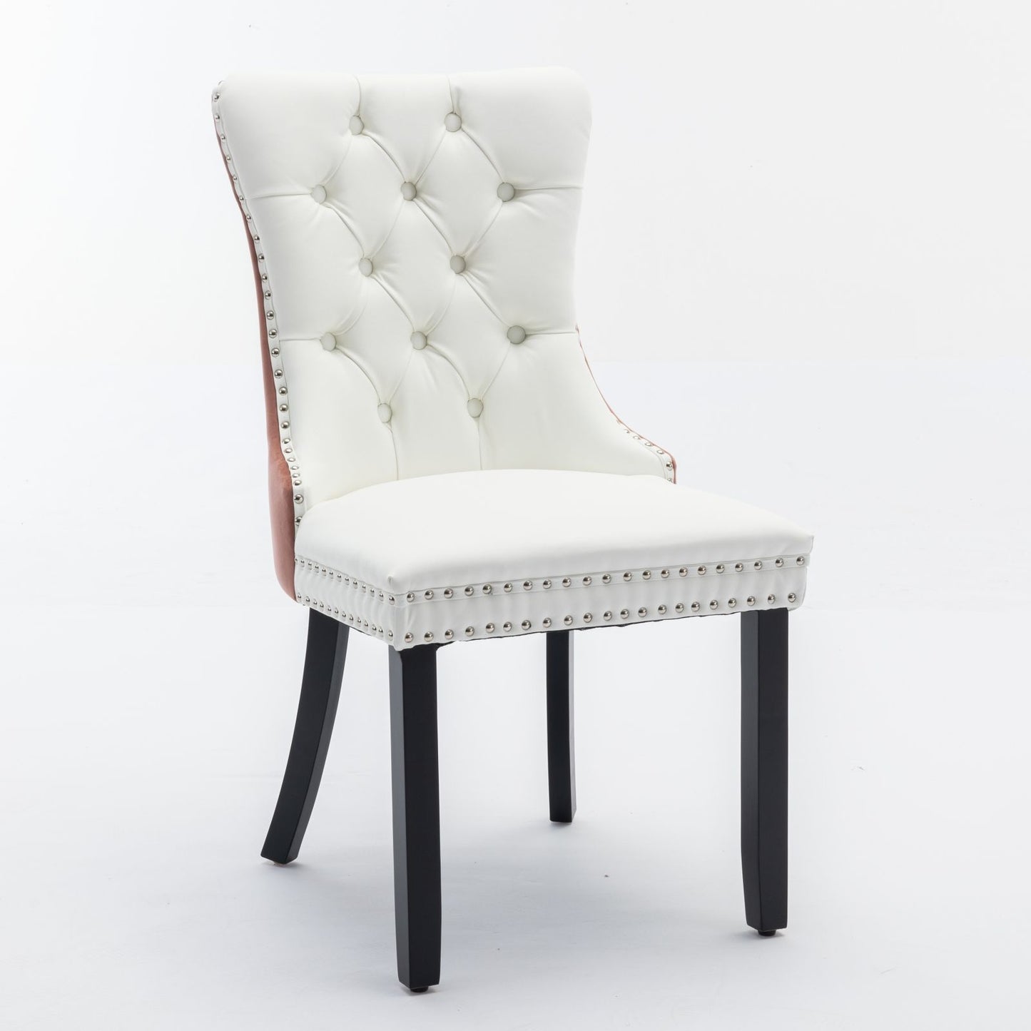 Nikki - Modern, High-End Tufted Solid Wood Contemporary And Velvet Upholstered Dining Chair With Wood Legs Nailhead Trim (Set of 2) - White / Pink