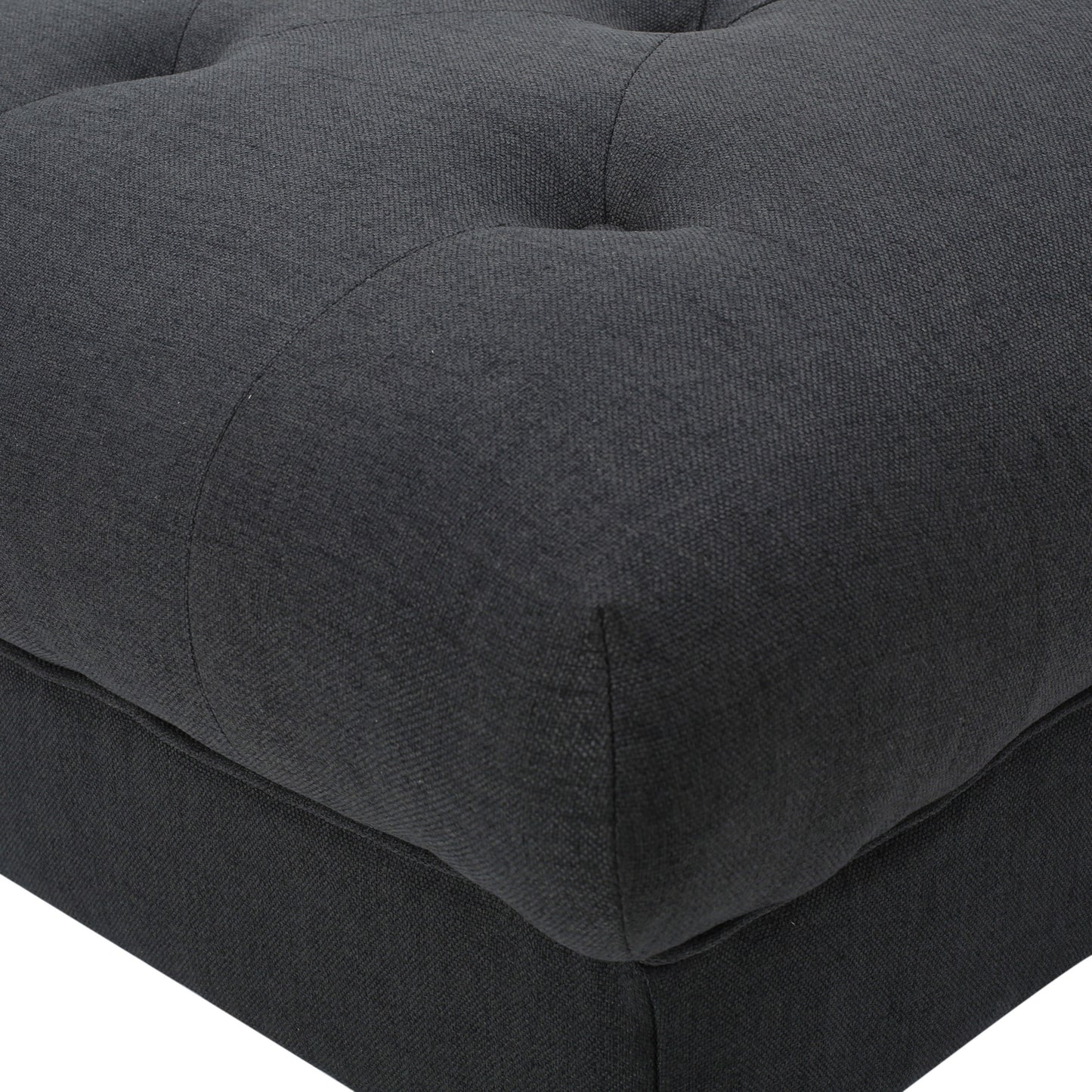 Madrid - Tufted Ottoman With Button Tufting And Turned Feet - Dark Gray
