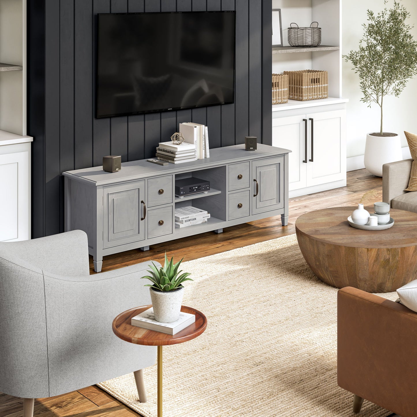 Connaught - Wide TV Stand - Fog Gray
