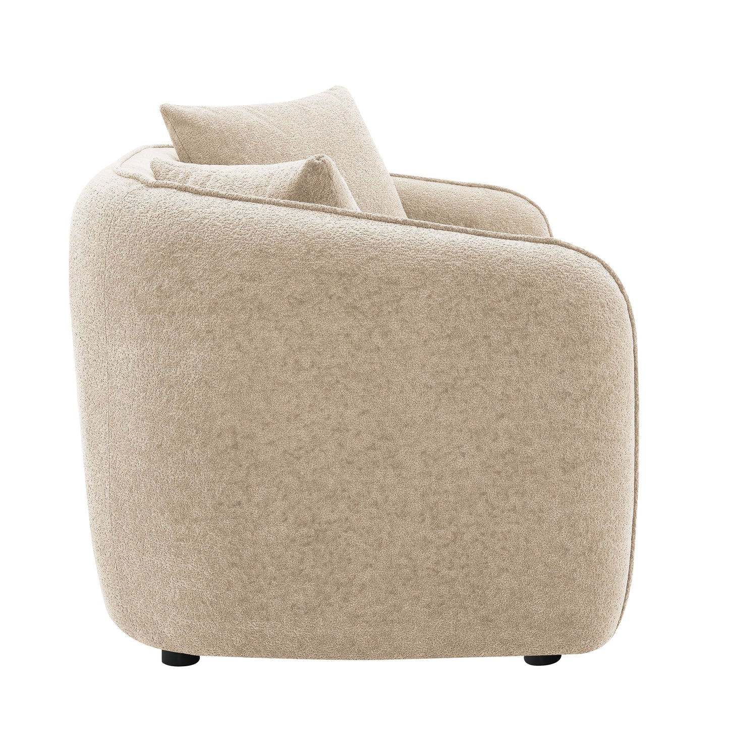 Keith - Chenille 3 Piece Living Room Set (Comes With Matching Color Toss Pillows) - Beige