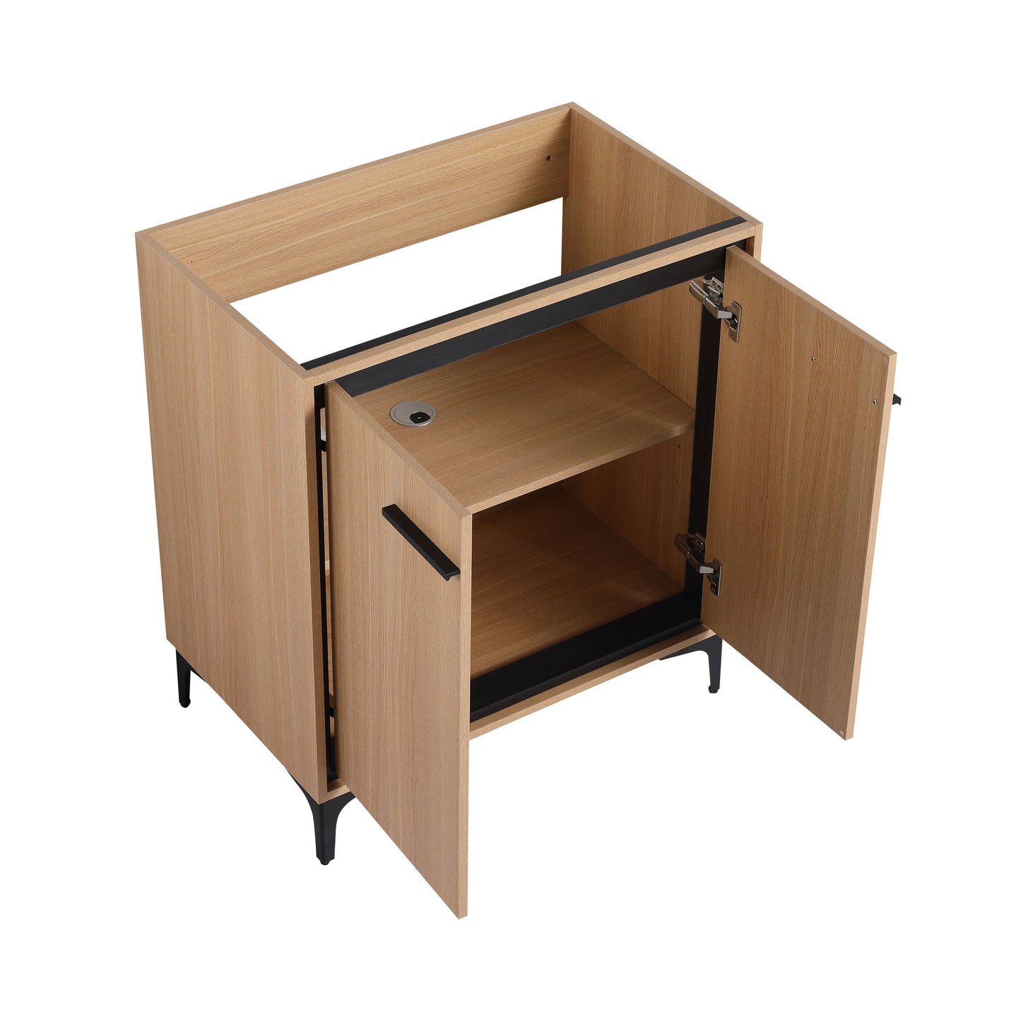 30" Bathroom Vanity Base With Basin And Storage Cabinet - Oak