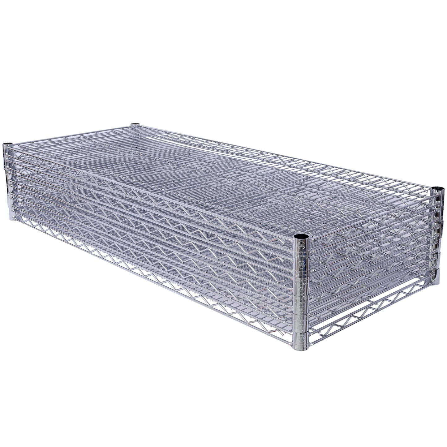 7 Tier Metal Shelf Wire Shelving Unit, 2450Lbs Heavy Duty Adjustable Storage Rack With Wheels & Shelf Liners For Closet Kitchen Garage Basement Commercial Shelving - Chrome