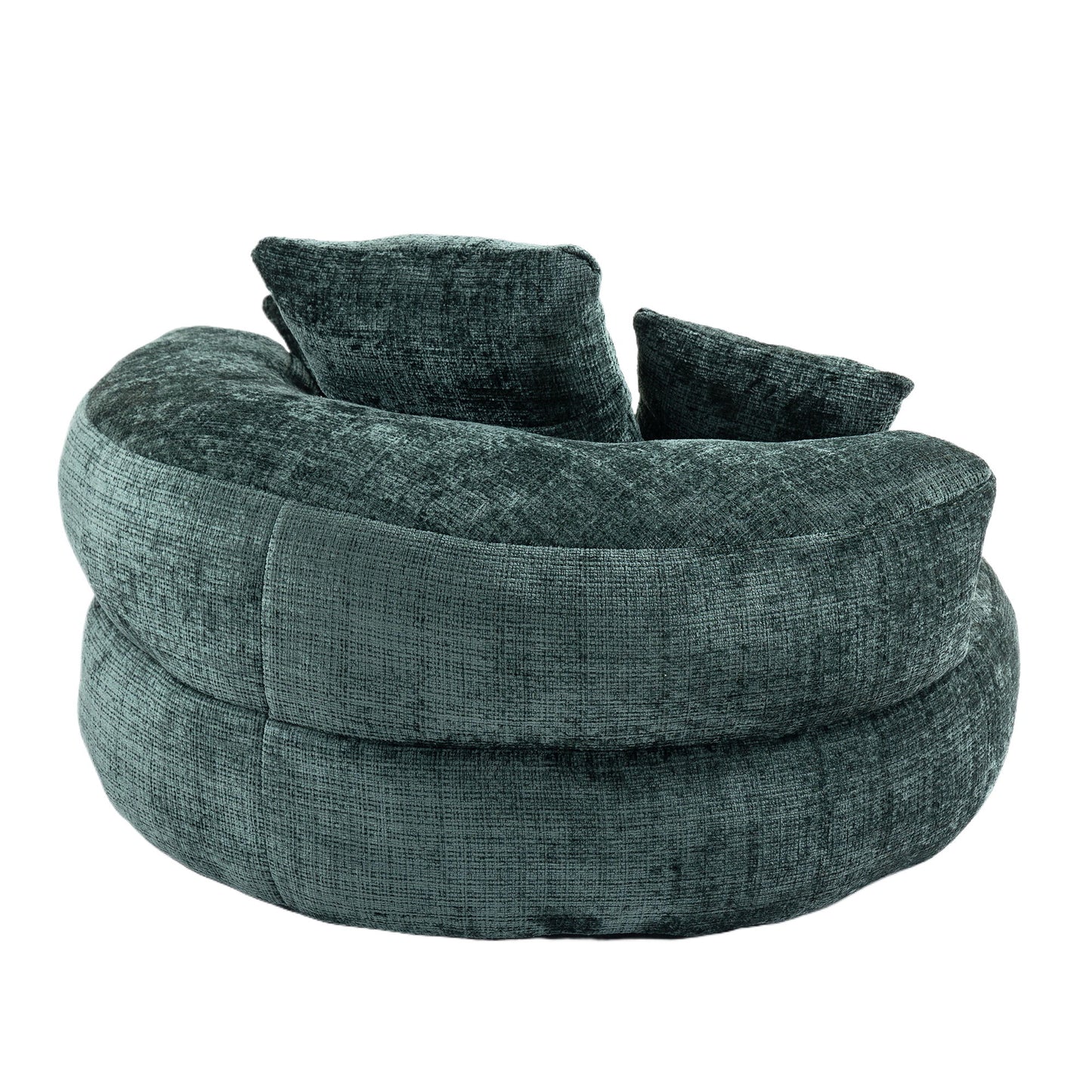 Chenille High Back Bean Bag Chair Couch With 3 Pillows, Indoor & Outdoor, Single Gaming Sofa For Bedroom - Emerald