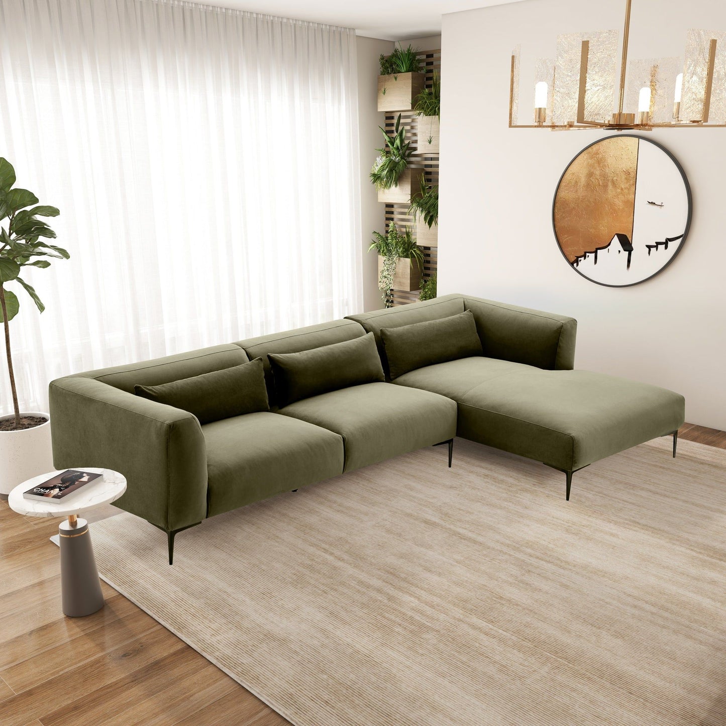 Laley - Right Facing L-Shaped Sectional - Green