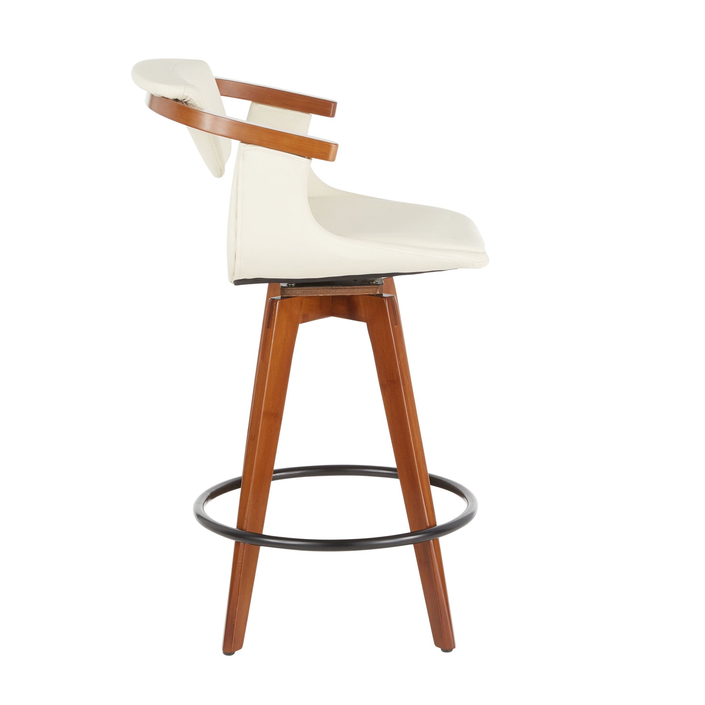 Oracle - Mid-Century Modern Counter Stool - Walnut / Cream