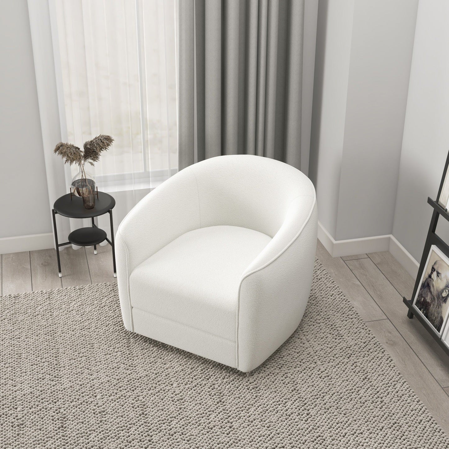 Elise - Mid-Century Modern Swivel Chair - White