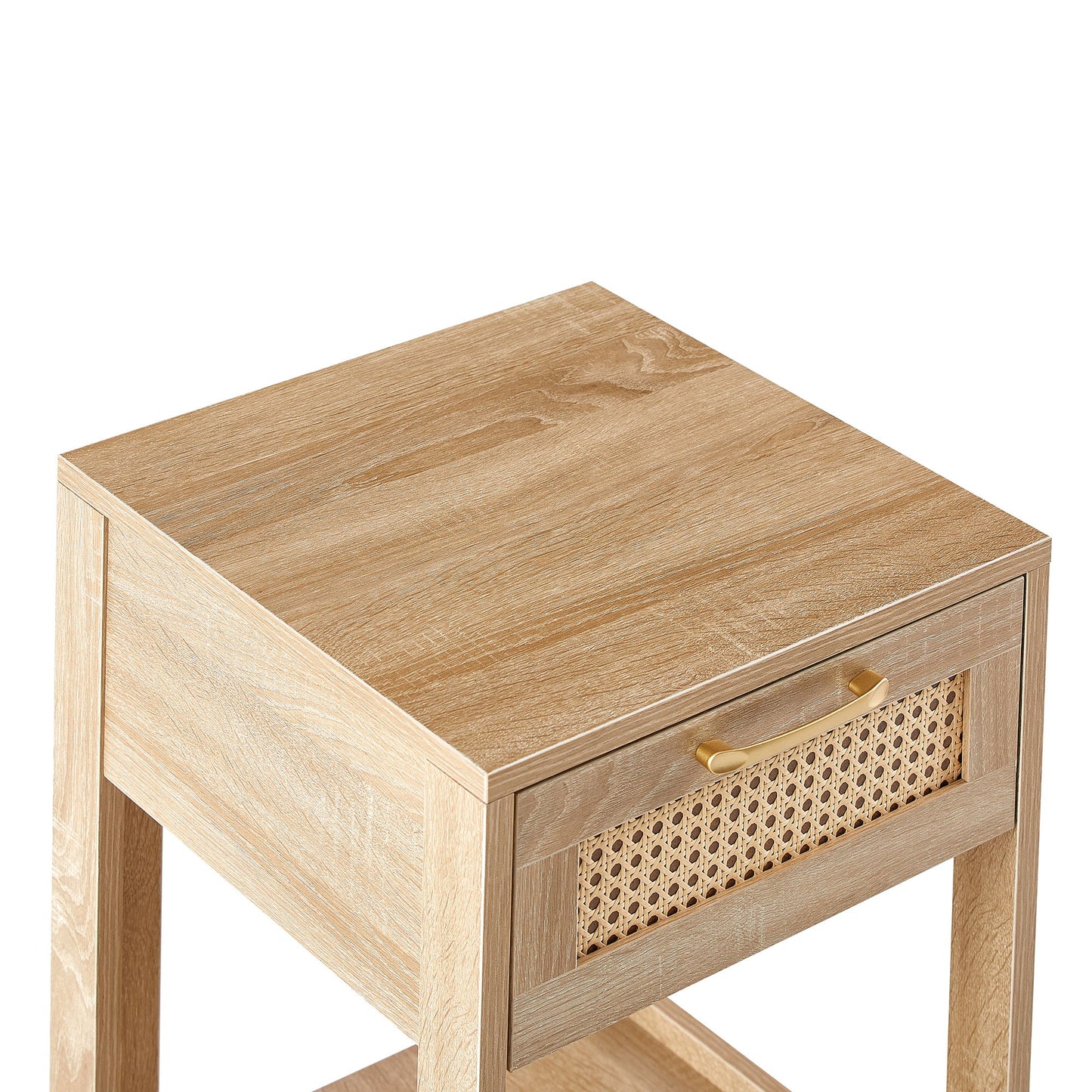15.75" Rattan End Table With Drawer, Modern Nightstand, Side Table For Living Room, Bedroom - Natural