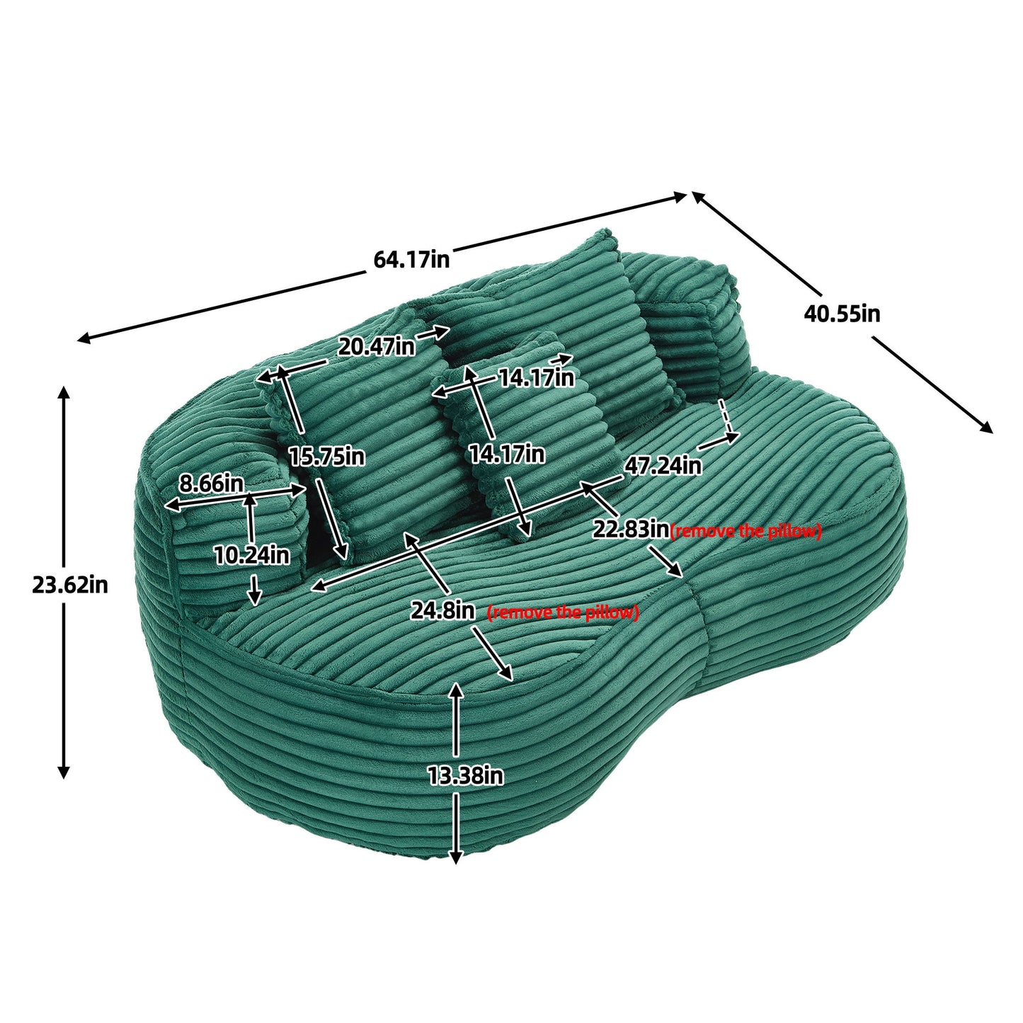 High Back Bean Bag Sofa Lounger For Adults And Kids, Indoor & Outdoor, Durable - Emerald