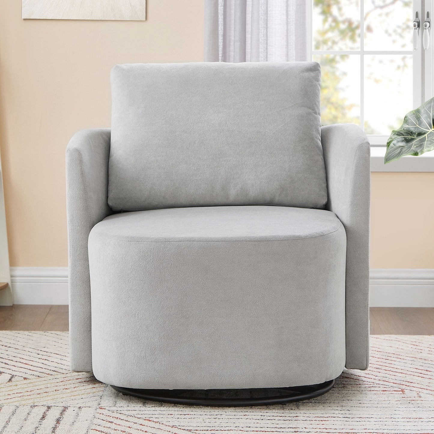 Modern 360ÔøΩÔøΩ Swivel Accent Barrel Armchair Chenille, Upholstered With Curved Design For Living Room, Bedroom, Office, And Hotel - Gray