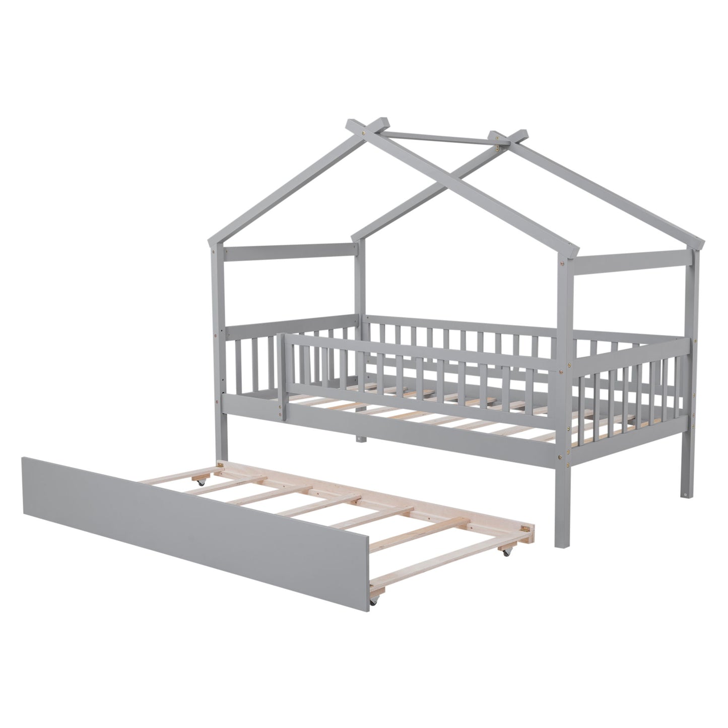 Twin Size House Bed & Twin Size Trundle - Gray