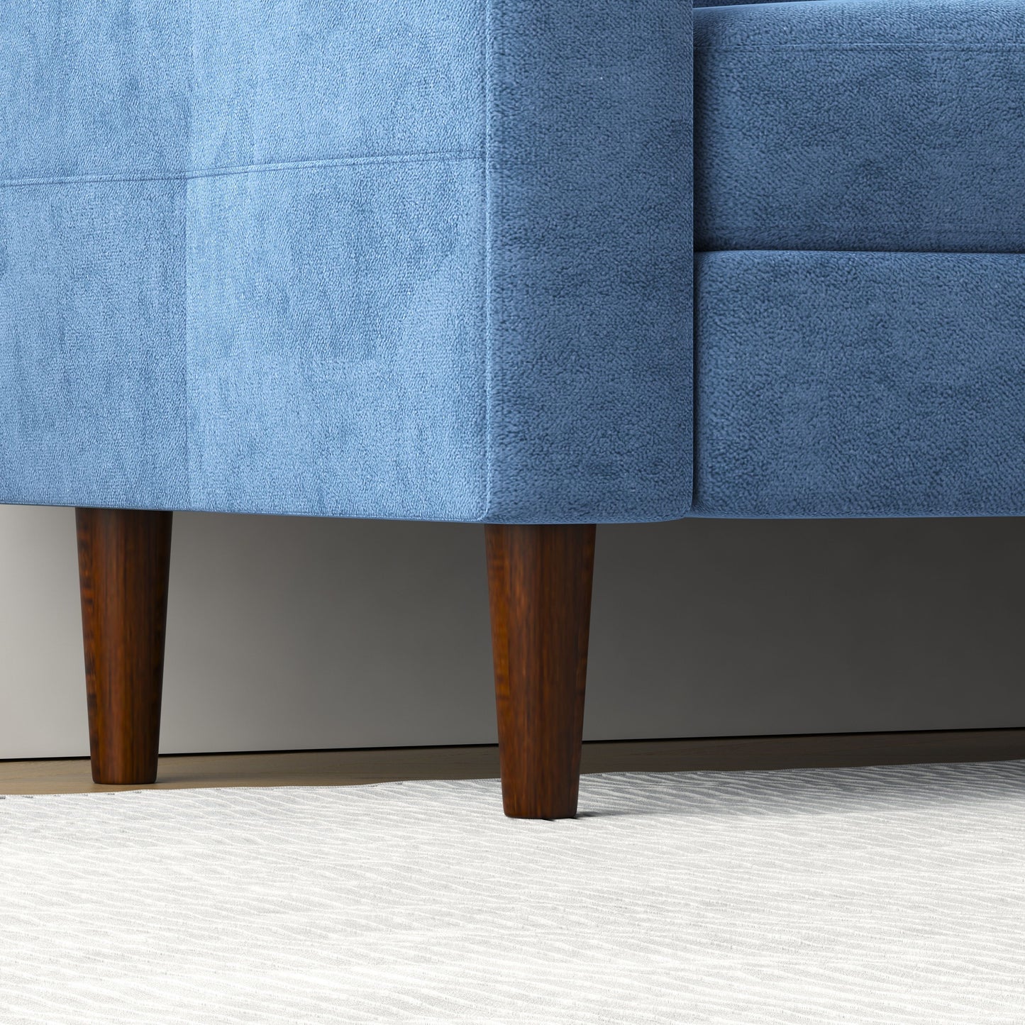 Convertible Combination Sofa, Sofa L Shaped, Sofa With Storage Cabinet Footstool, Living Room Sofa, Living Room 3 Seater Combination Sofa - Navy Blue