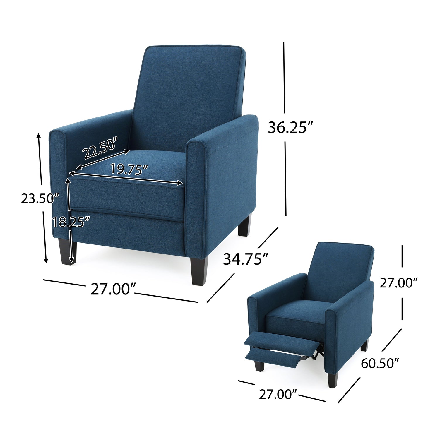 Push Back Chair For Elegant Home - Navy Blue