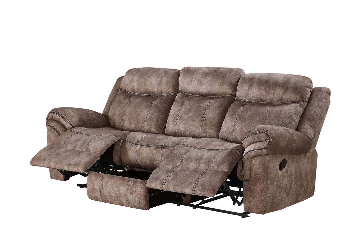 Zubaida - Two Tone Velvet Recliner Sofa With USB Port Drop Down Table - Chocolate