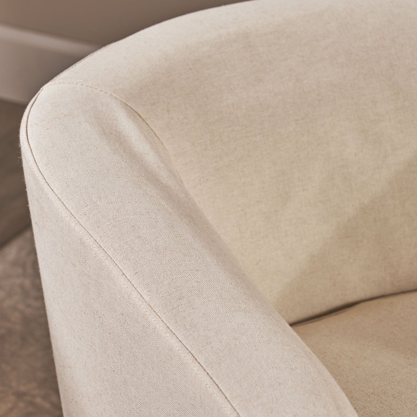 Glitter - Upholstered Swivel Chair With Loose Cover And Curved Back - Natural
